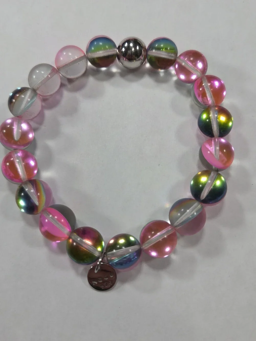 🆕️ NOGU Rose Petal Silver Mermaid Glass Statement Bracelet